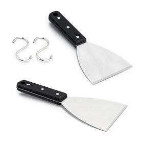 HaSteeL Griddle Scraper 2pc set with beveled edge for easy residue removal.