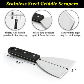 HaSteeL Griddle Scraper close-up on beveled edge highlights precise cutting.