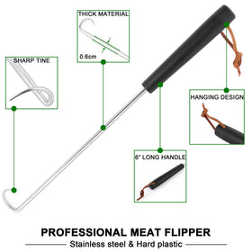 HaSteeL meat hook flipper set stainless steel construction for durable cooking