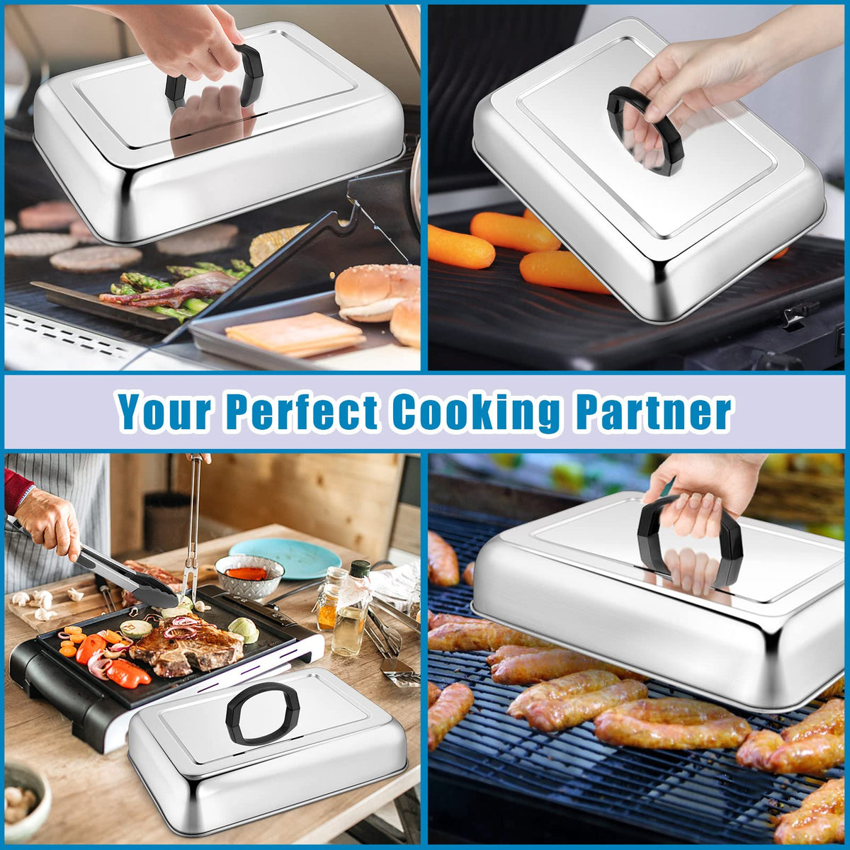 HaSteeL versatile dome for cheese melting and vegetable steaming