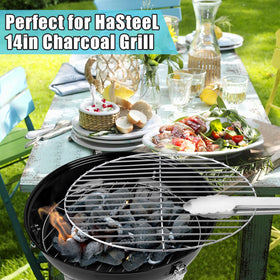 HaSteeL versatile rack suitable for steaks, kabobs, and sausages.