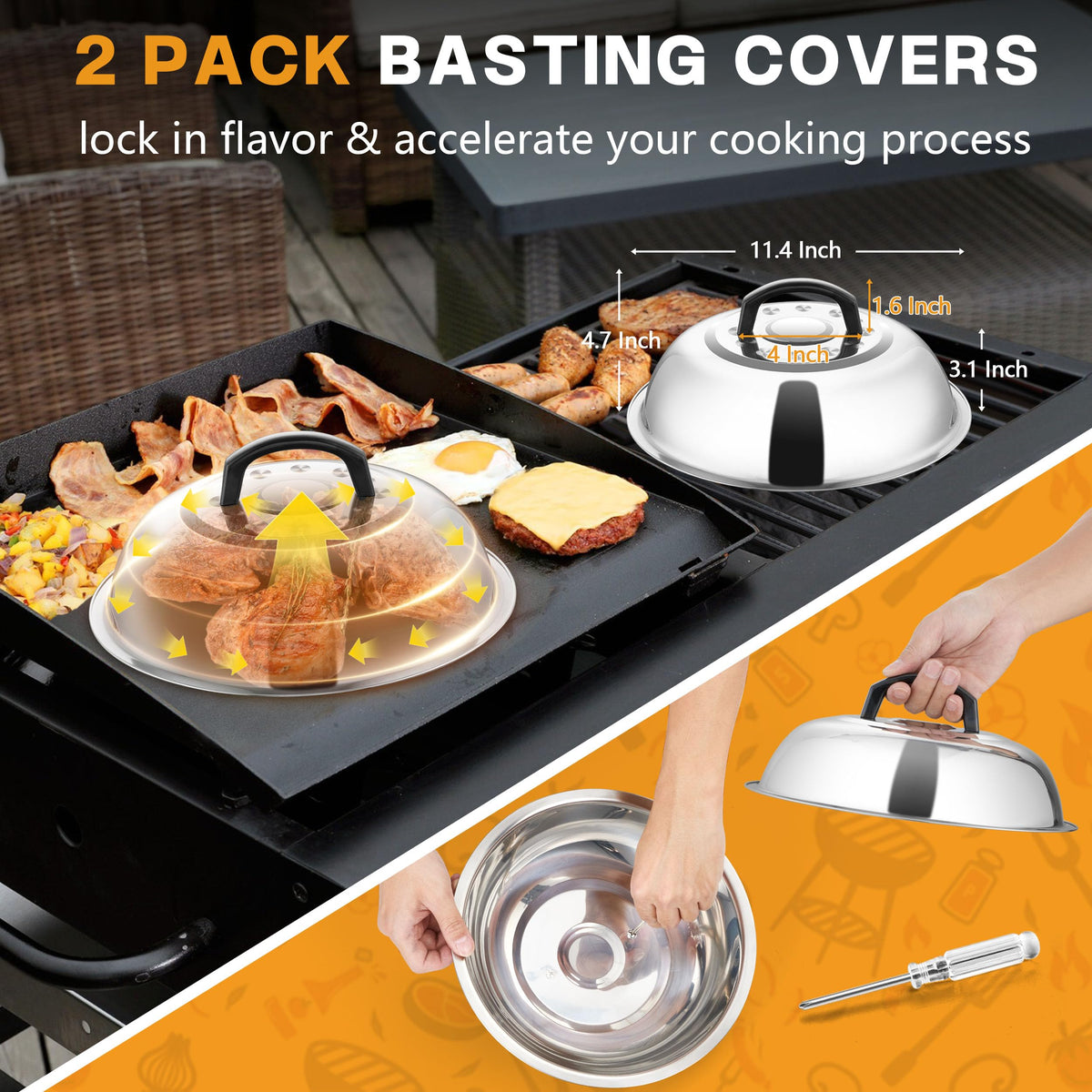 HaSteeL scraper chopper shown for quick griddle cleanup after cooking.