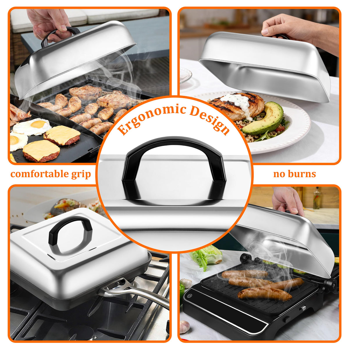 HaSteeL steaming and cheese melting use case on a grill.