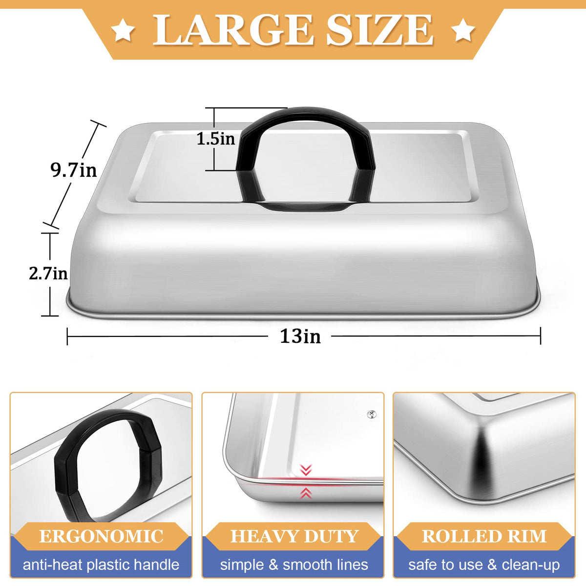 HaSteeL small rectangle dome fits compact grills while trapping steam.