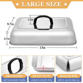 HaSteeL small rectangle dome fits compact grills while trapping steam.