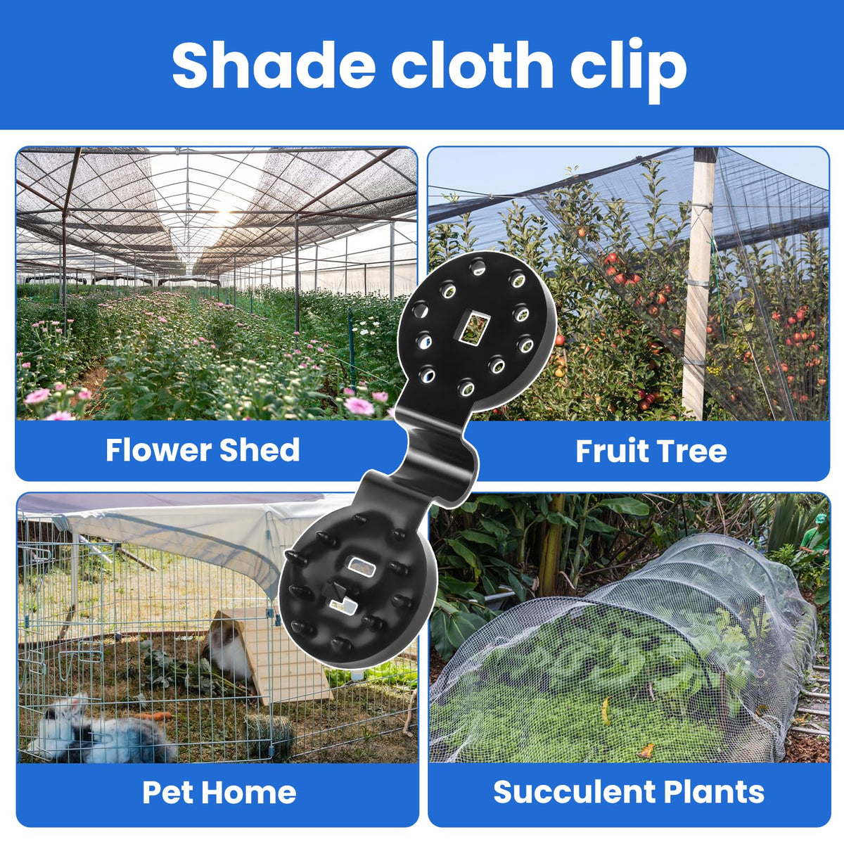 HATJICB greenhouse shade clip securing cloth over frame with no snagging