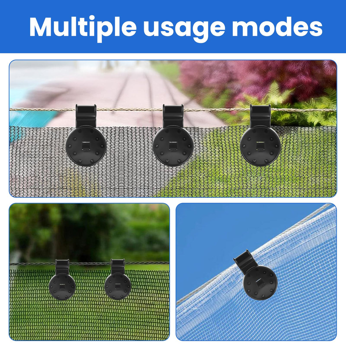 HATJICB mesh-fabric clip attachment grips tight on garden netting for sun protection