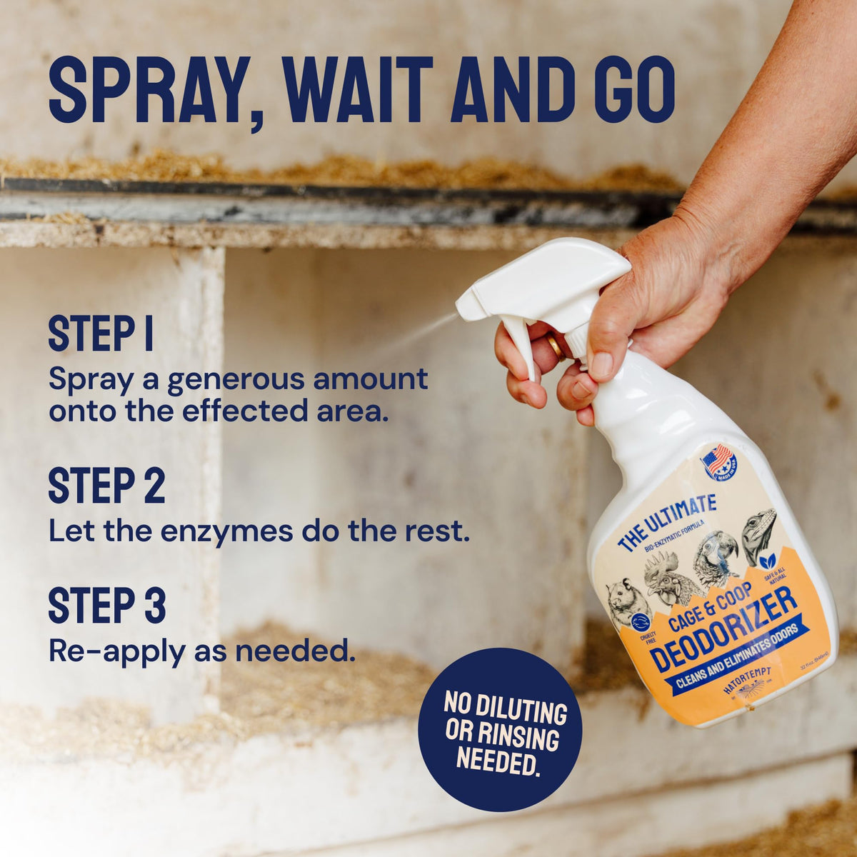 Hatortempt large-flock coop refresher effective for lasting odor control.