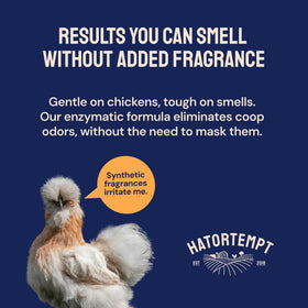 Hatortempt minimalist bottle reducing dust during coop maintenance.