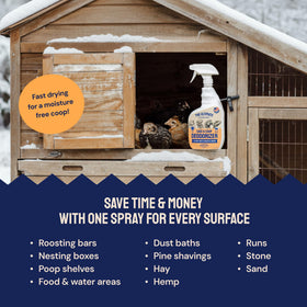 Hatortempt safe, non-toxic coop cleaner suitable for toys and nesting boxes.