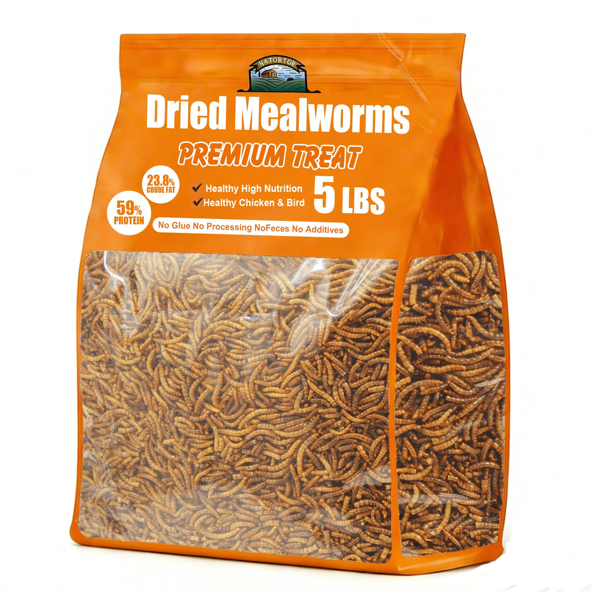 HATORTOP dried mealworms 5lb bulk pack for steady chicken protein