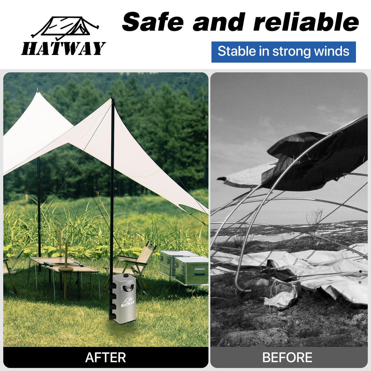 Hatway canopy leg attachment straps provide quick stabilization on windy days.