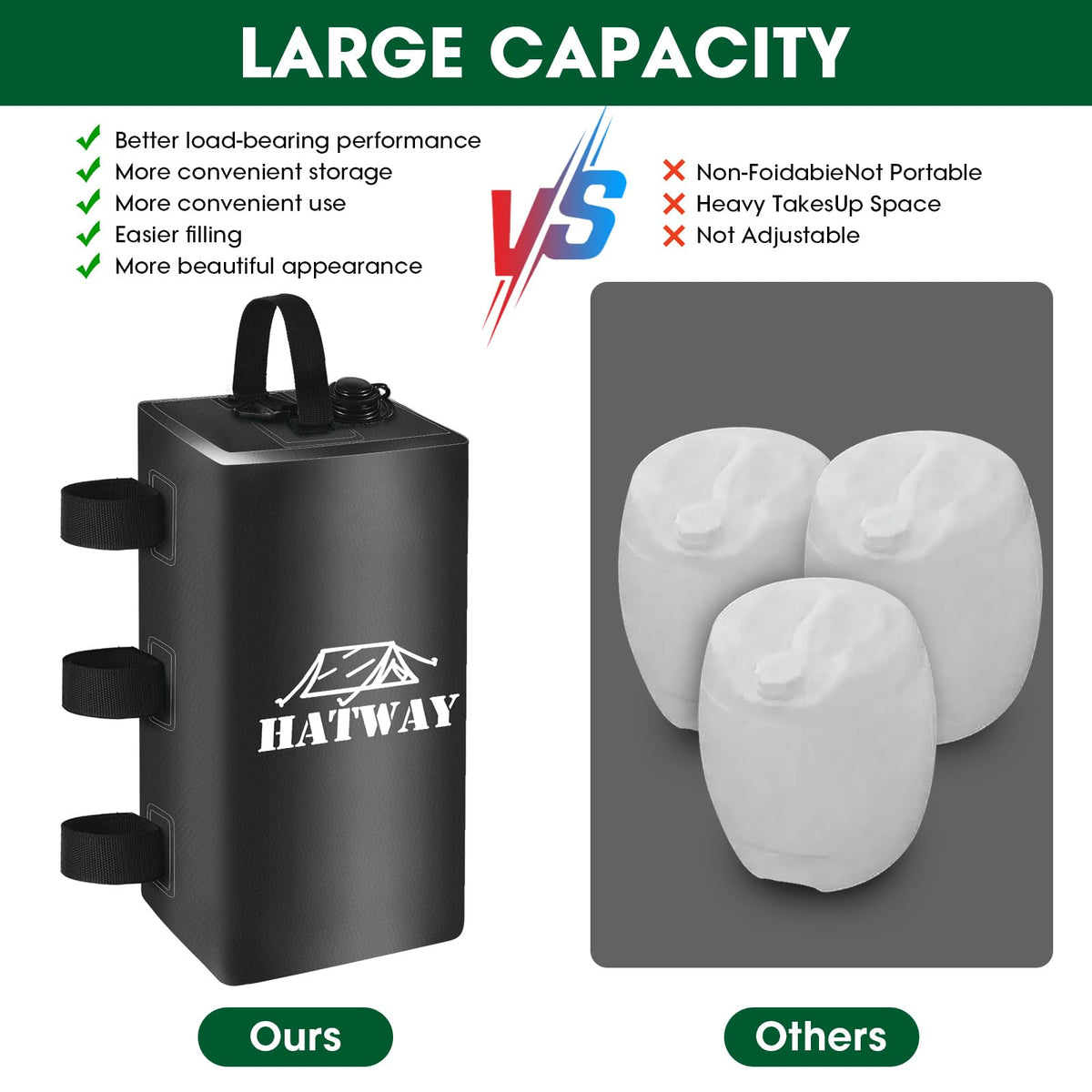 Hatway 500D PVC construction for durable, weather-resistant weights.