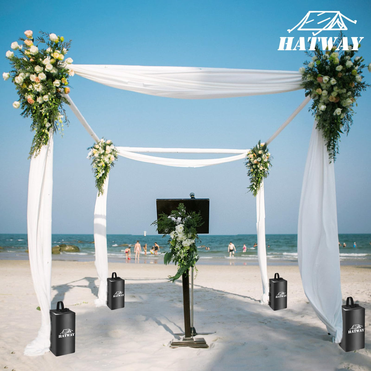 Hatway water weights fold flat for compact storage when not in use.