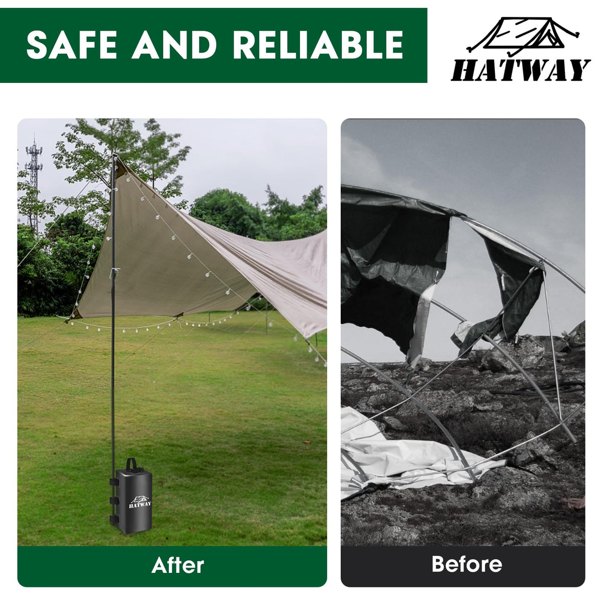 Hatway quick-attach hook-and-loop straps simplify canopy installation.
