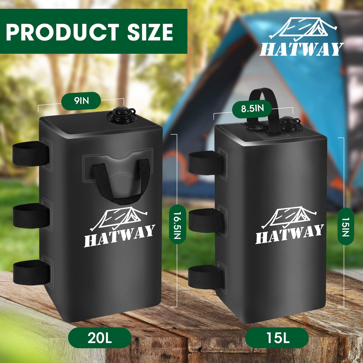 Hatway square design water weights offer stable, space-saving setup.