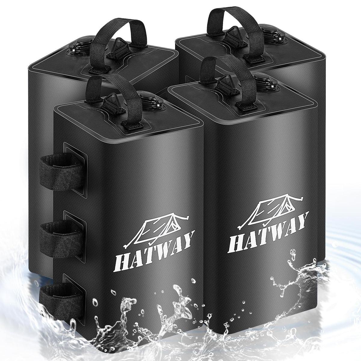 Hatway folded-water weights stored compactly for off-season use.