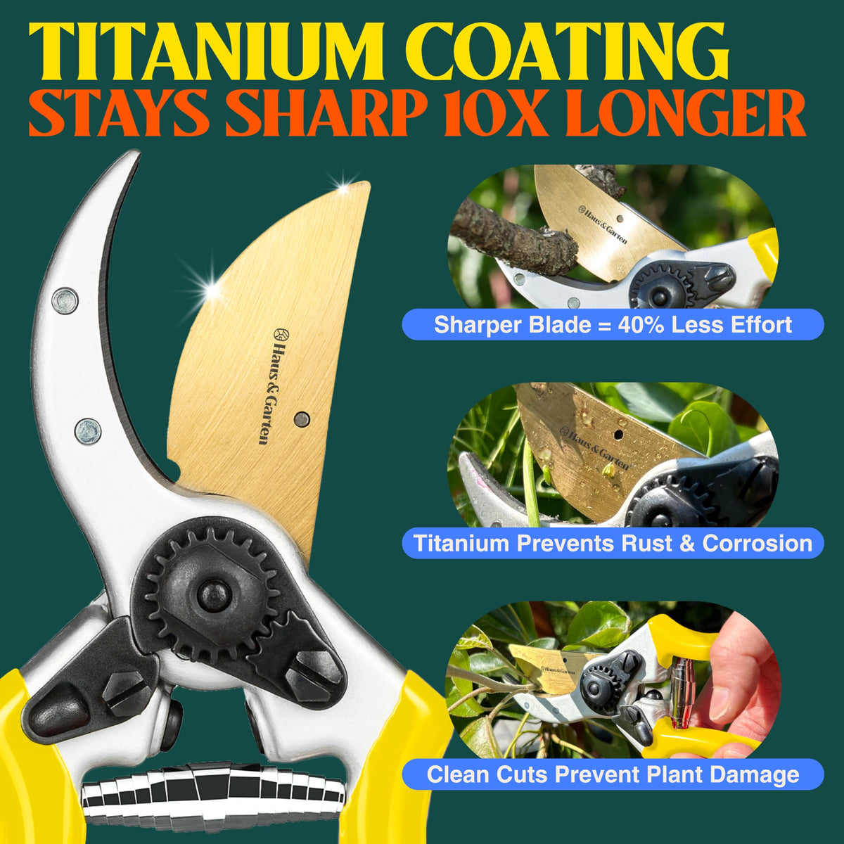 Haus & Garten ClassicPRO heavy-duty blade shown for tough pruning tasks.
