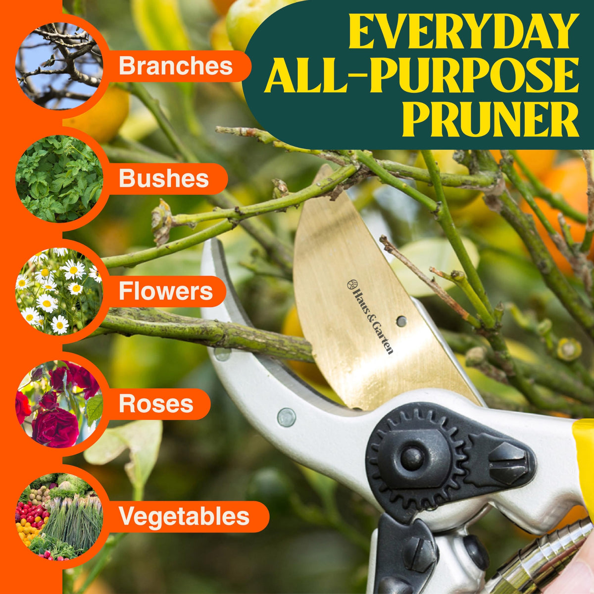 Haus & Garten ClassicPRO lightweight handle for easy one-handed pruning.