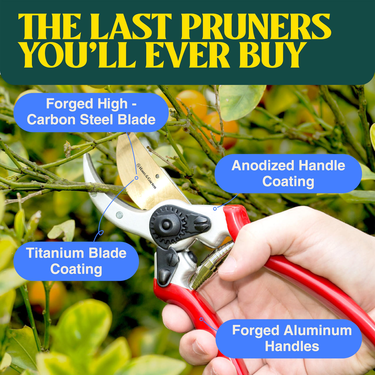 Haus & Garten ClassicPRO non-slip grip in use for secure pruning.