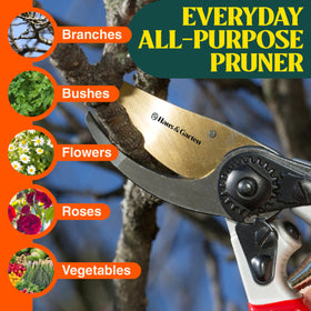 Haus & Garten EnduroPRO heavy-duty clippers tackling thicker branches.