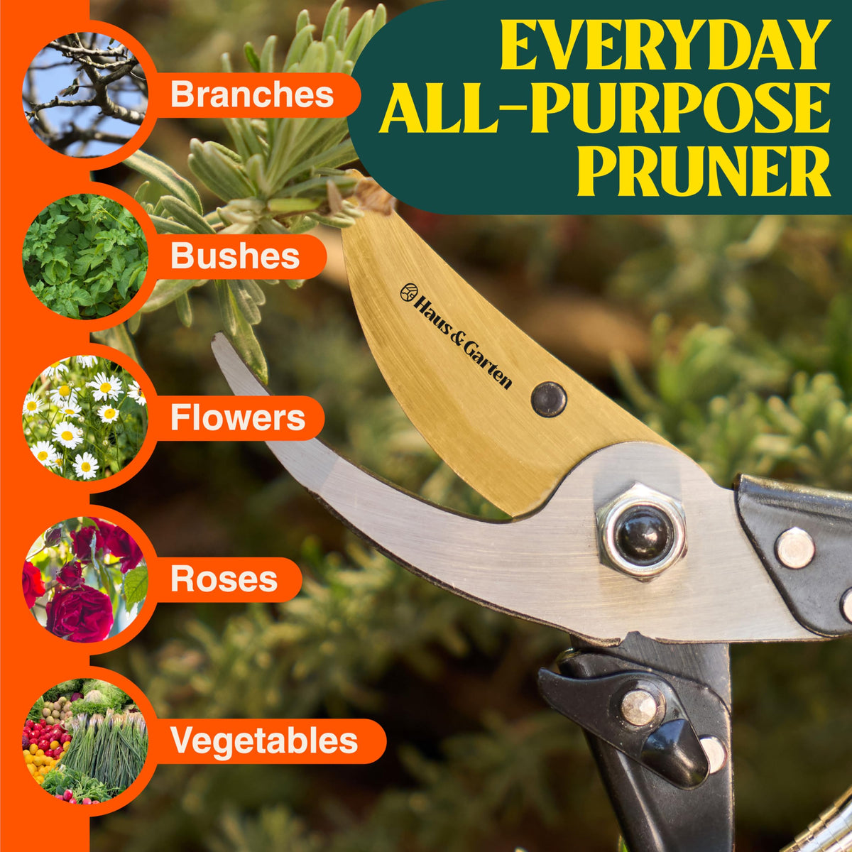 Haus & Garten ForgedPRO in-action demonstrates smooth pruning with less effort.