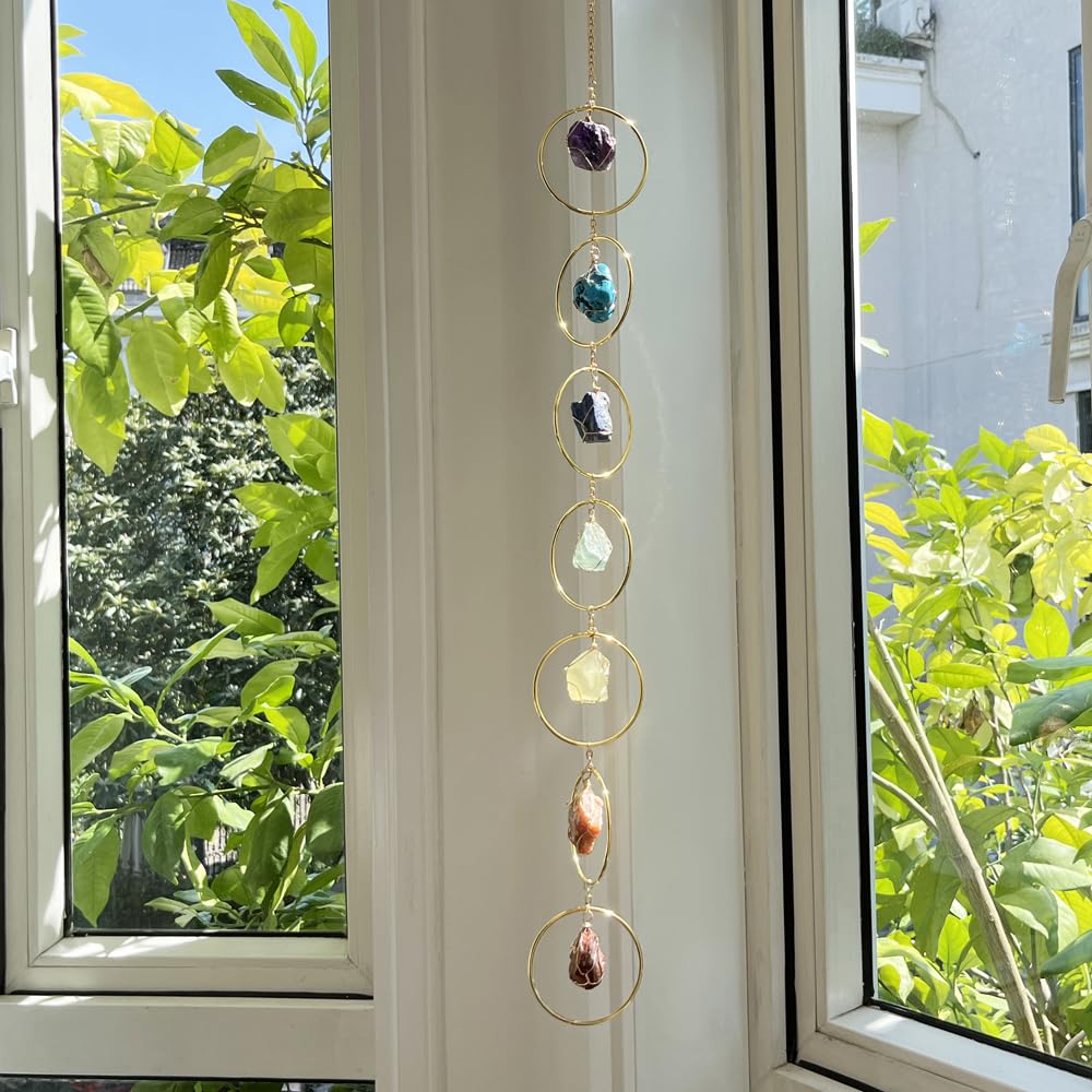 HausArtX Wind Chime featuring Apatite Raw Stone adds color and focus.