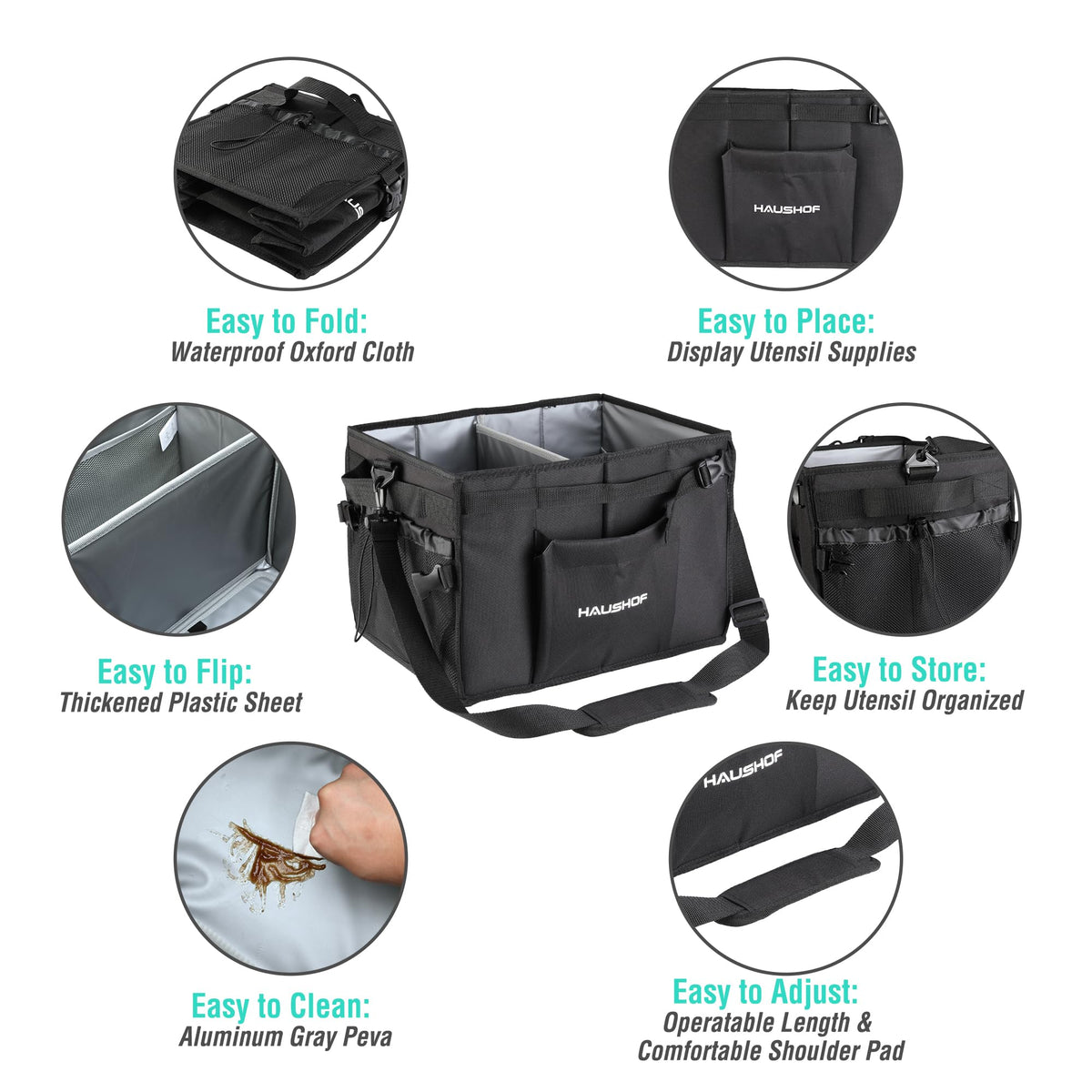 HAUSHOF grill caddy foldable shoulder strap enables easy transport