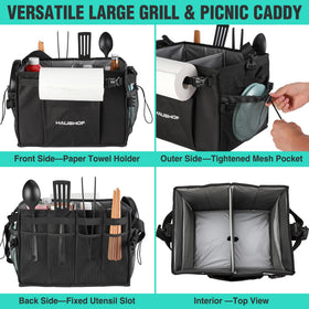 HAUSHOF grill caddy utensil slots help tidy grilling tools