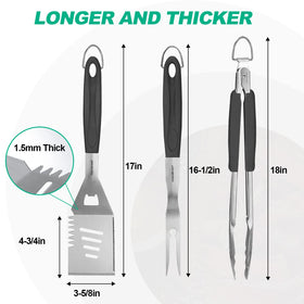 HAUSHOF heavy-duty grill tongs, secure grip and extended reach for safe flipping.