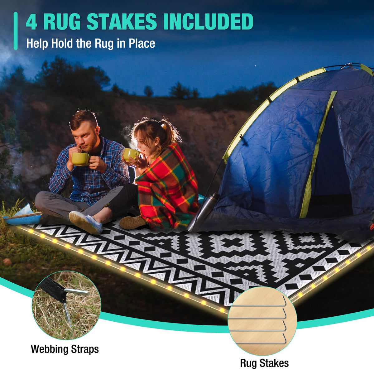HAUSHOF outdoor rug stakes securing mat against wind