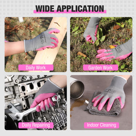 HAUSHOF pink-green gloves suitable for gardening and light restoration tasks.