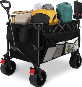 HAUSPROFI Collapsible Wagon with deep 7 cu ft interior, ideal for beach gear and groceries