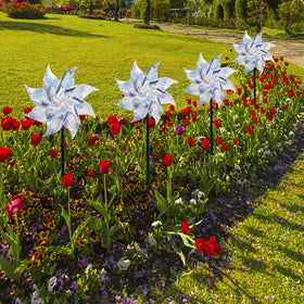 Hausse 10 pack pinwheels ready to install along garden borders.