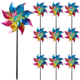 Hausse 10-pack reflective pinwheels wind spinner boosts yard deterrence with bright movement