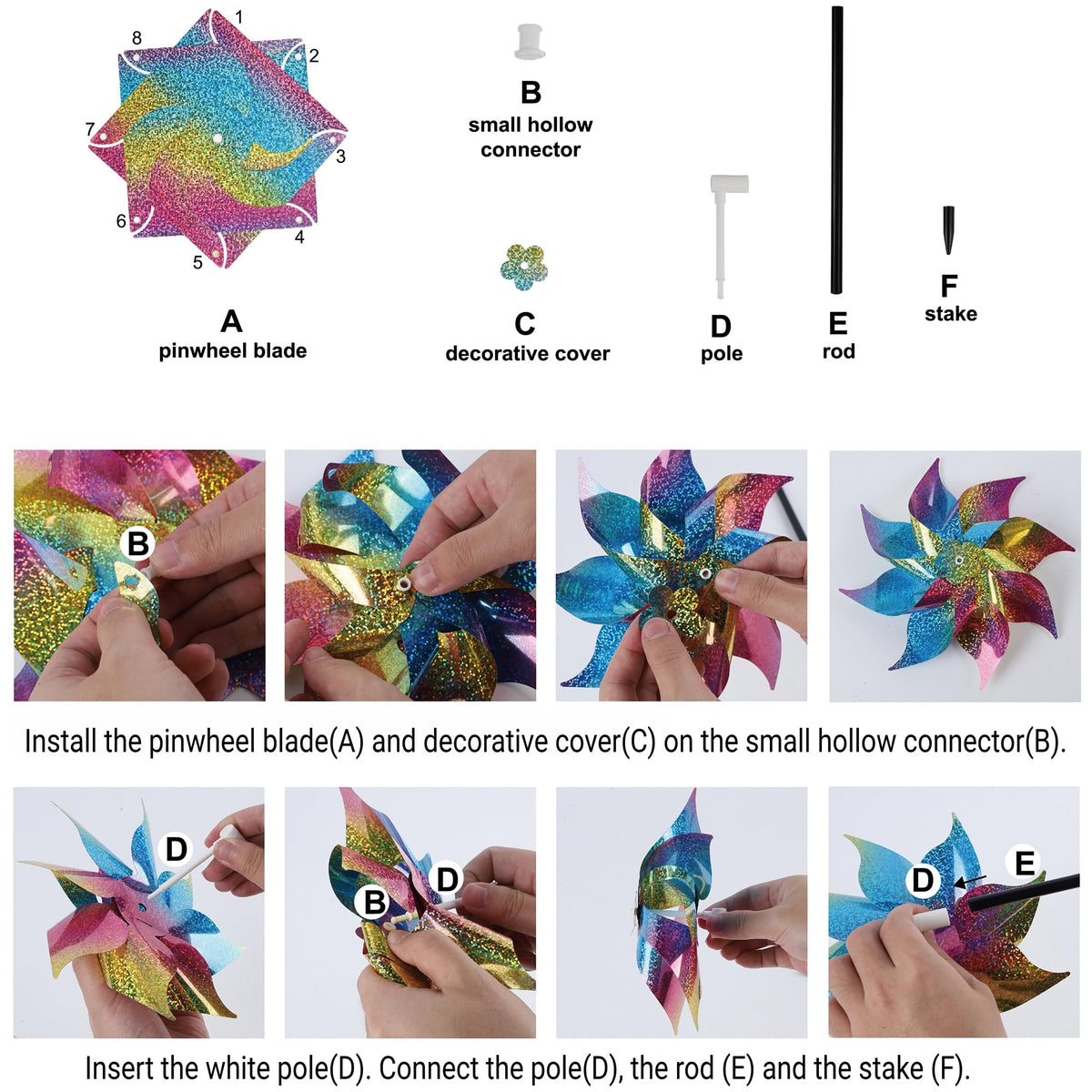 Hausse 18.5-inch garden pinwheels decorate and attract attention while deterring birds