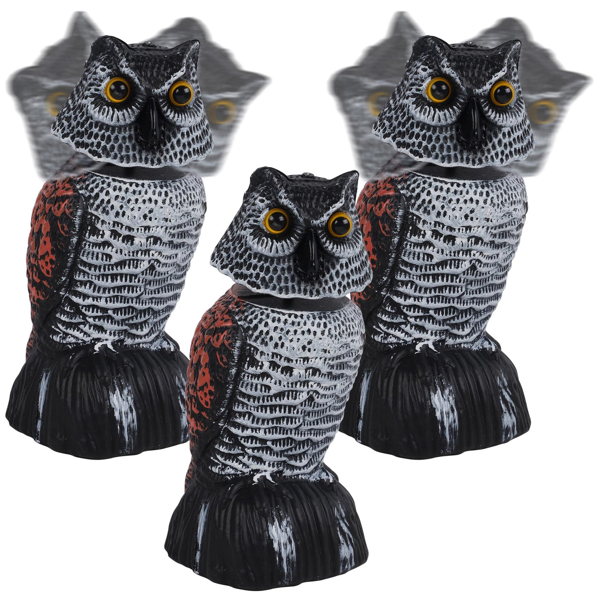 Hausse 3 pack bird scarecrow mini owl with wagging head deters garden pests