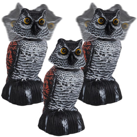 Hausse 3 pack bird scarecrow mini owl with wagging head deters garden pests