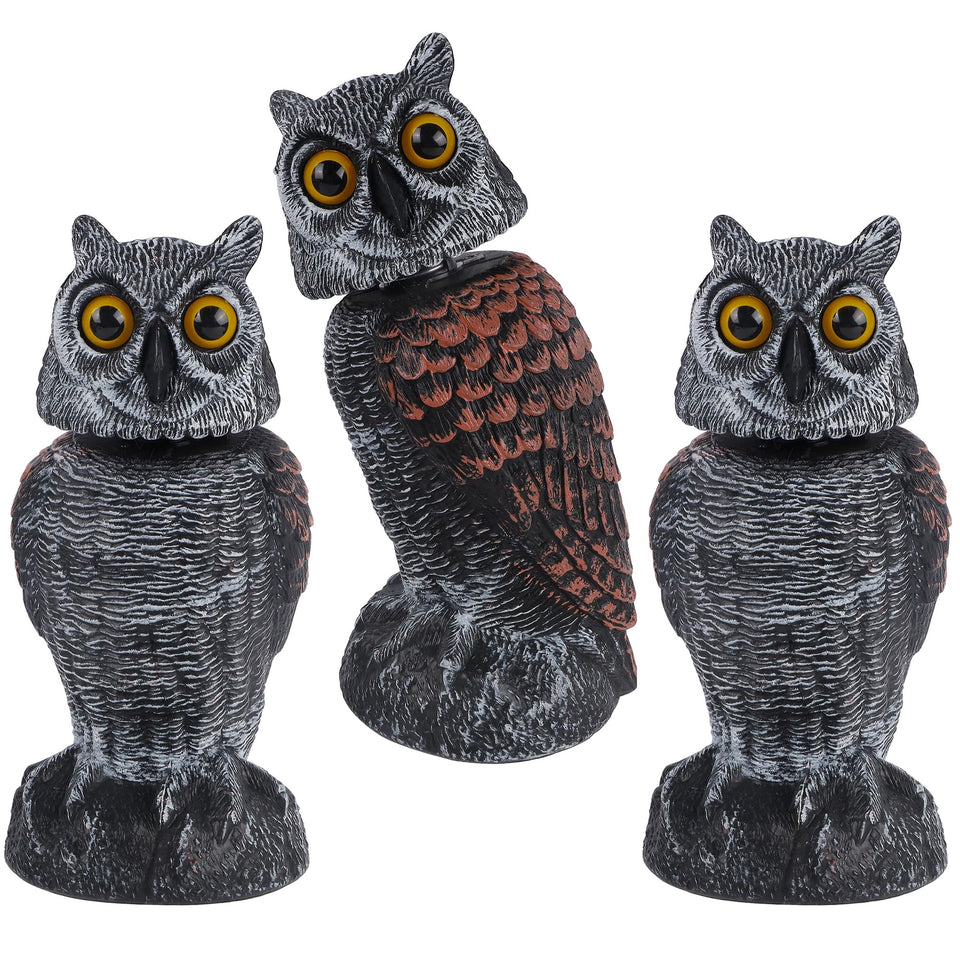 Hausse 3-pack owl decoys deter birds in the garden with a realistic look.