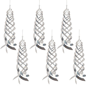Hausse bird-repellent spiral reflectors in silver, six-pack deter birds from gardens.