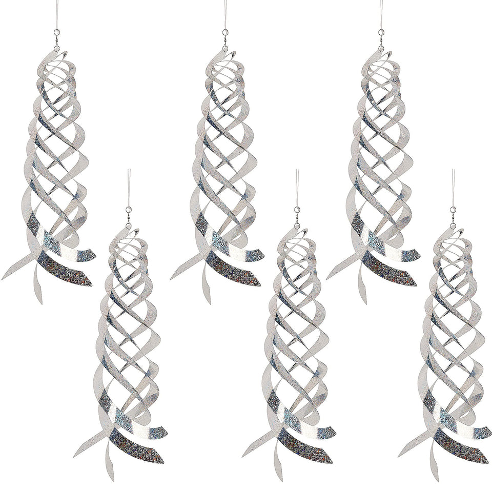 Hausse bird-repellent spiral reflectors in silver, six-pack deter birds from gardens.