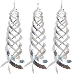 Hausse bird-repellent spiral reflector in silver deters birds with bright reflective light.