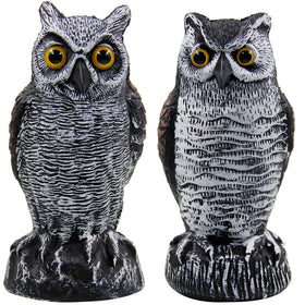 Hausse horned owl decoy stands 10.5 inches tall to deter garden birds.