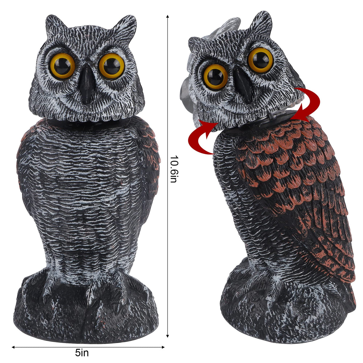 Hausse molded plastic owl decoy with lifelike detailing.