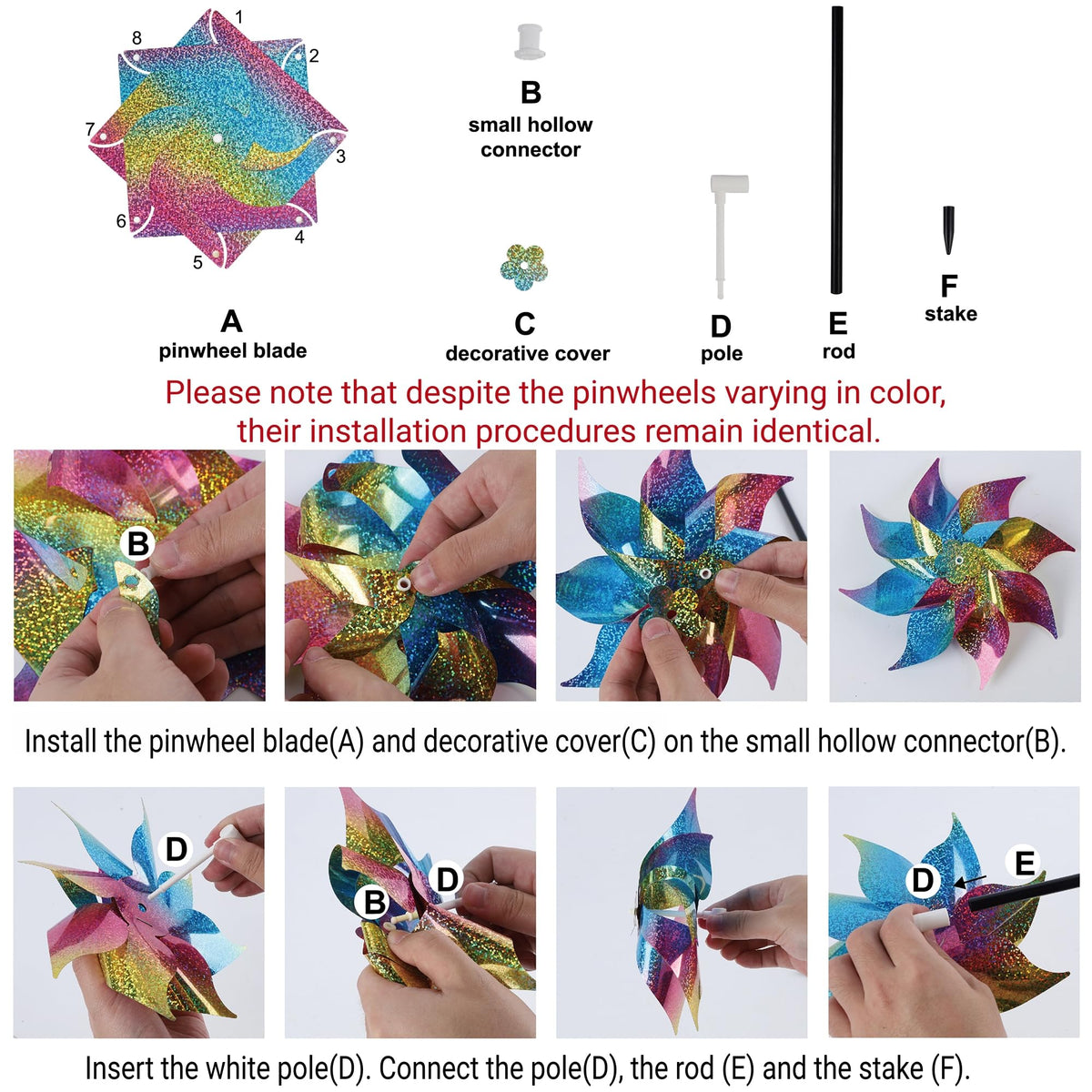 Hausse 18.5-inch pinwheels reflecting sunlight for garden highlight.