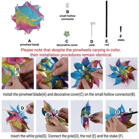 Hausse 18.5-inch pinwheels reflecting sunlight for garden highlight.