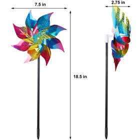 Hausse rainbow reflective pinwheels with stakes brighten gardens while deterring birds
