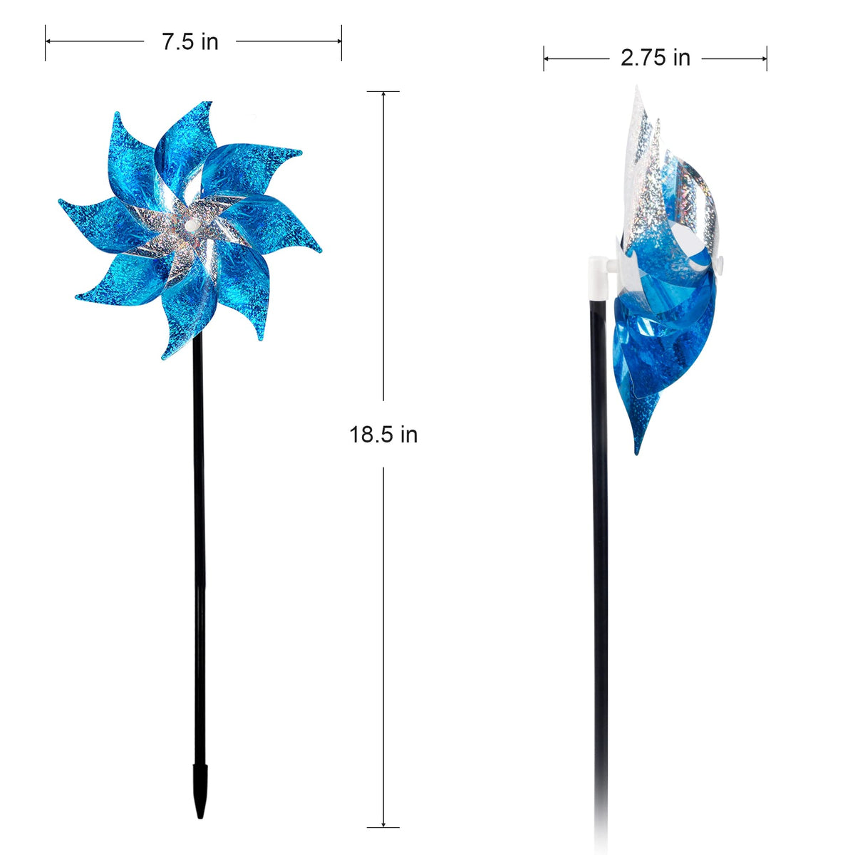 Hausse reflective pinwheels blue 10-pack shines in sun to deter birds