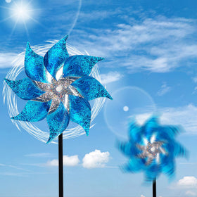 Hausse reflective pinwheels blue garden decor adds color while deterring birds