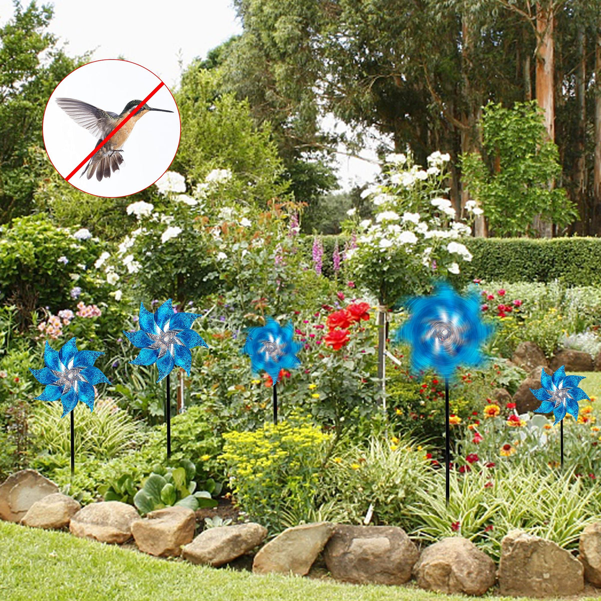 Hausse reflective pinwheels wind movement creates flashing signals to deter birds